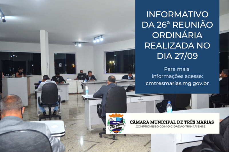 Informativo da 26ª Reunião Ordinária realizada no dia 27/09