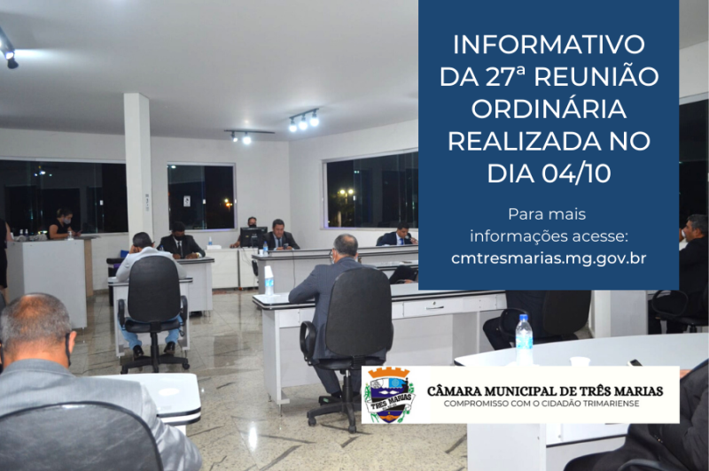 Informativo da 27ª Reunião Ordinária realizada no dia 04/10