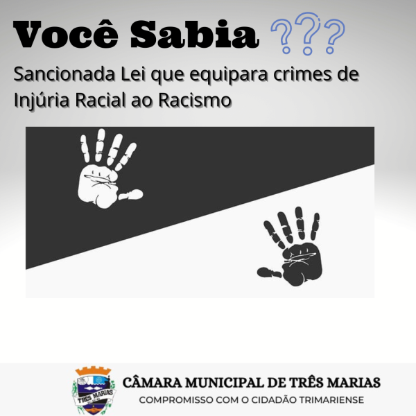 VOCÊ SABIA? Sancionada Lei que equipara crimes de Injúria Racial ao Racismo