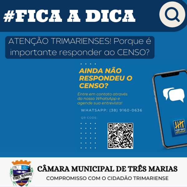    #FICA A DICA: ATENÇÃO TRIMARIENSES! Por que é importante responder ao CENSO?