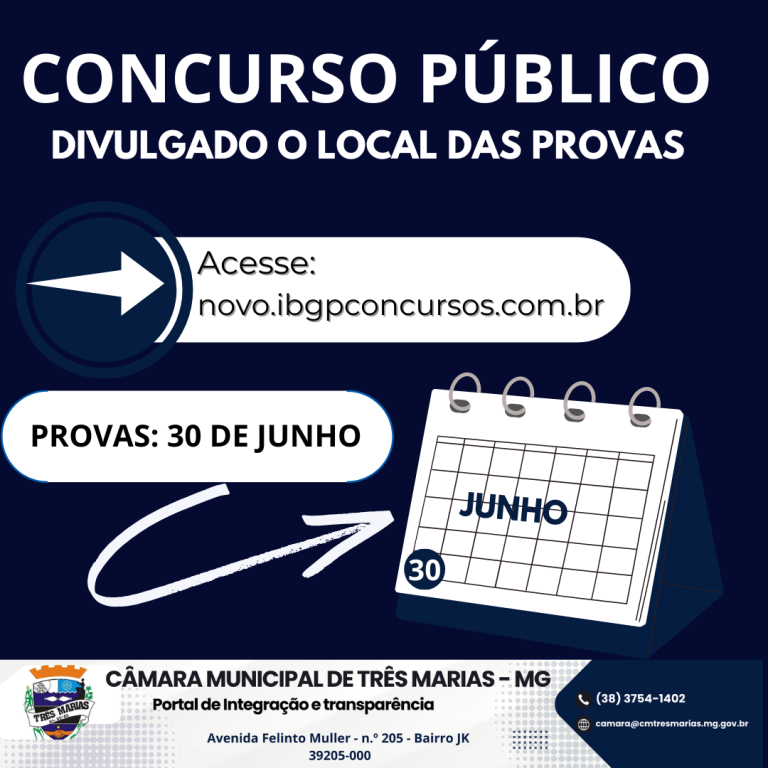 CONCURSO PÚBLICO: DIVULGADO O LOCAL DAS PROVAS